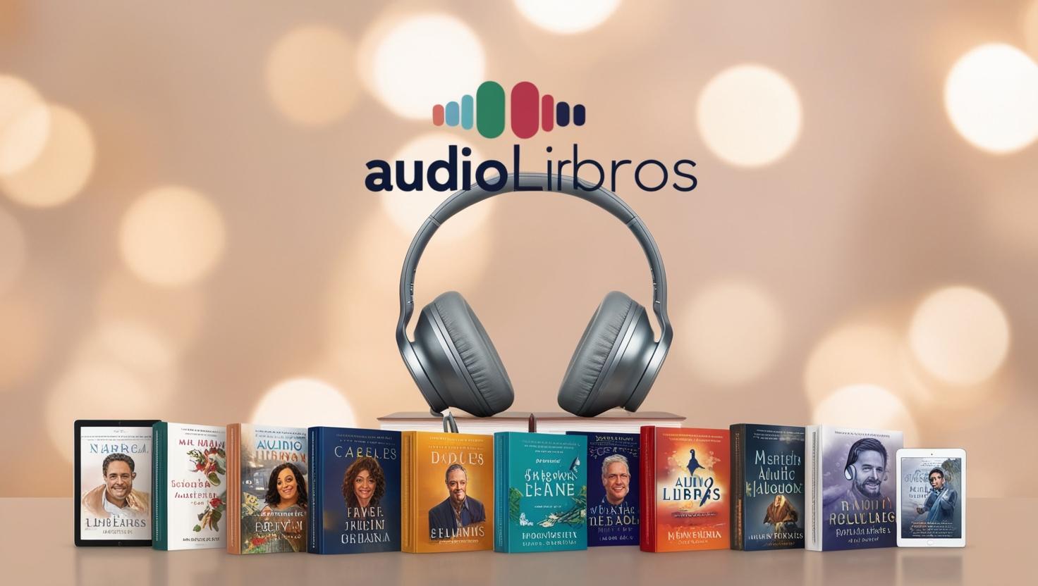 _93. Imagen promocional para _AUDIOLIBROS_, destacando una colección de audiolibros en diversas categorías. Diseño con auriculares, libros digitales y narradores.____ (6)